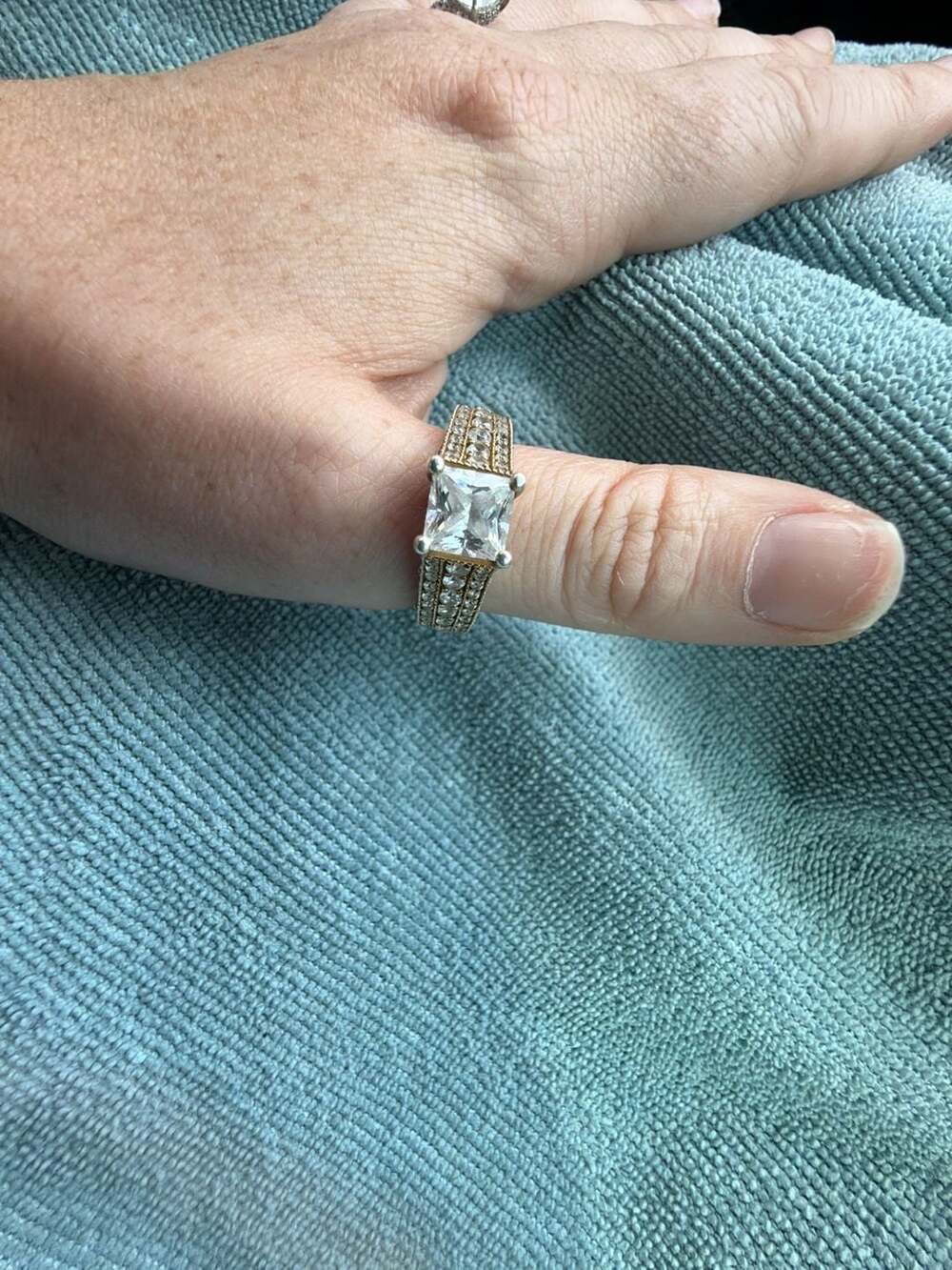 Vanna K Gold Plated Over Sterling Silver 925 Princess Cut CZ Engagement Ring